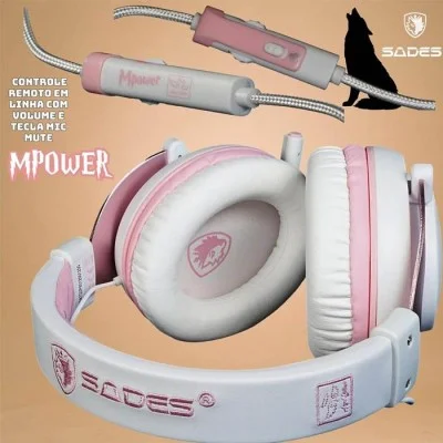 Sades Mpower Gaming Headset SA-723 - White - Pink